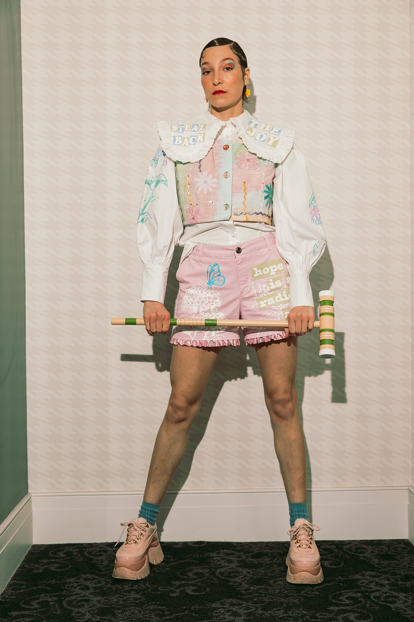 PASTEL CLOWNCORE BIG COLLAR SHIRT+VEST