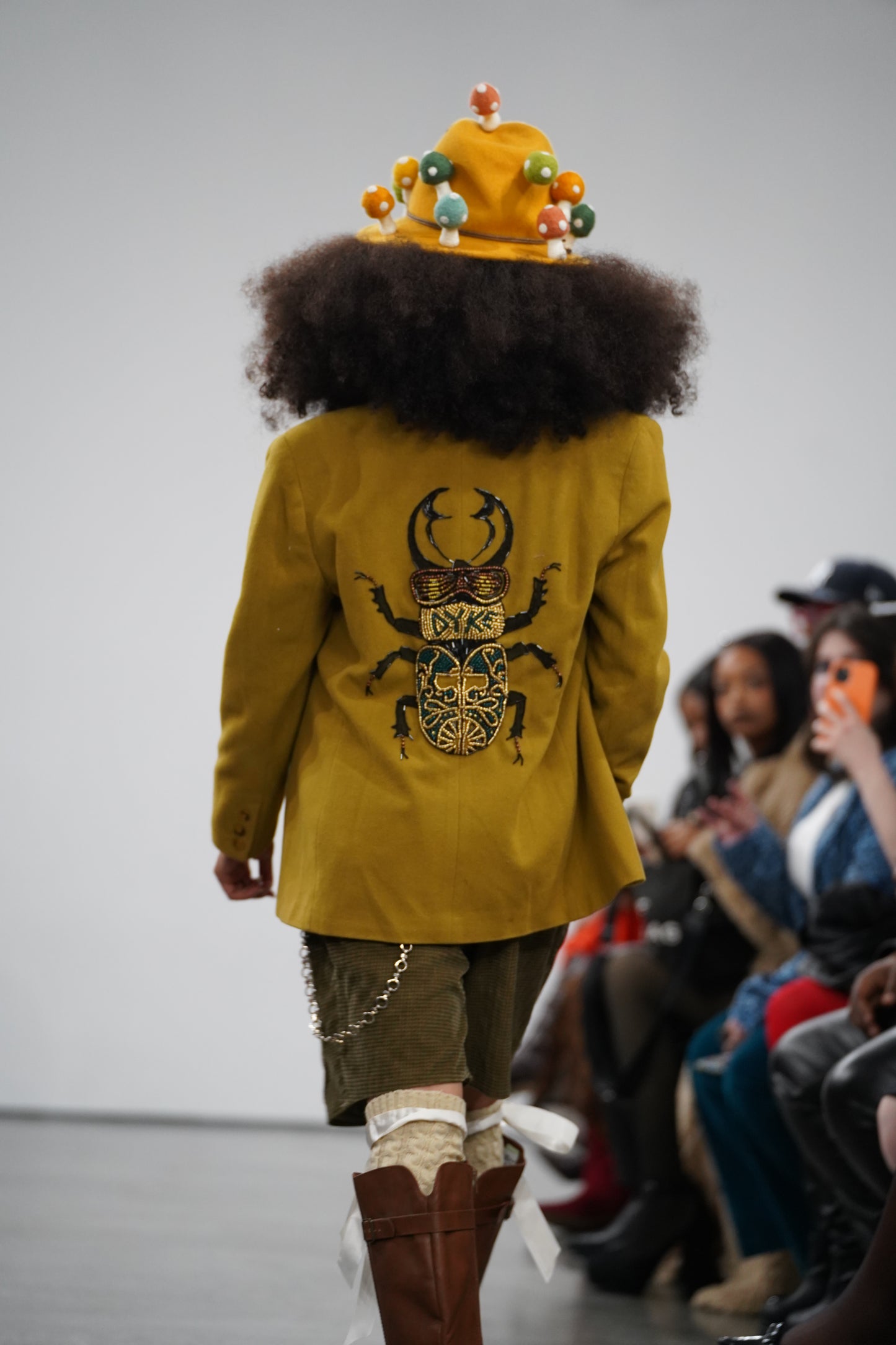 BEADED BEETLE FENNEL WOOL BLAZER—NYFW