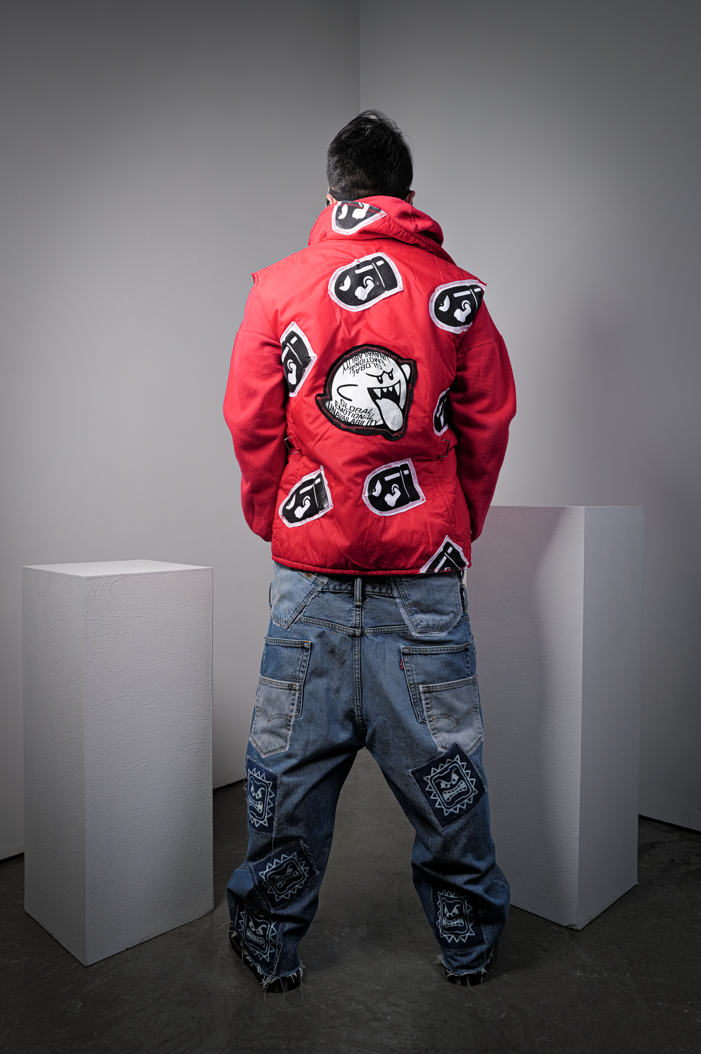 TRIPLE WAISTBAND PIRANHA PLANT JEANS—NYFW