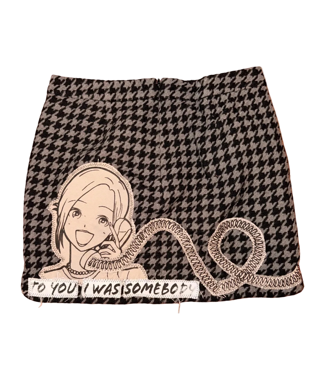 PHONE CORD HOUNDSTOOTH SKIRT
