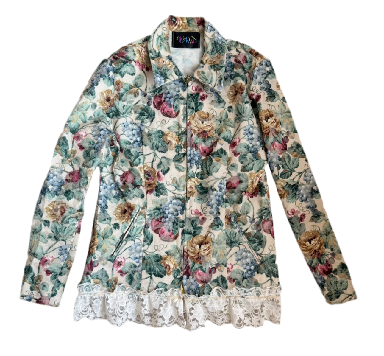 TOM CROOK FLORAL LACE ZIP UP JACKET —NYFW