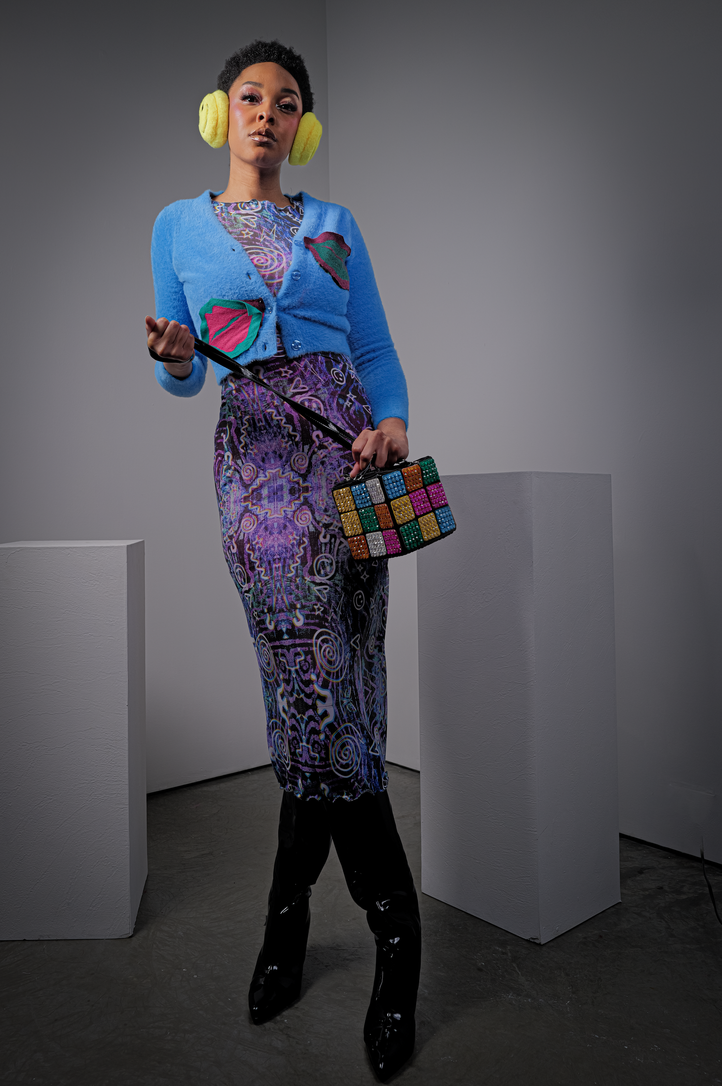 RHINESTONED 3D RUBIKS CROSSBODY CUBE —NYFW