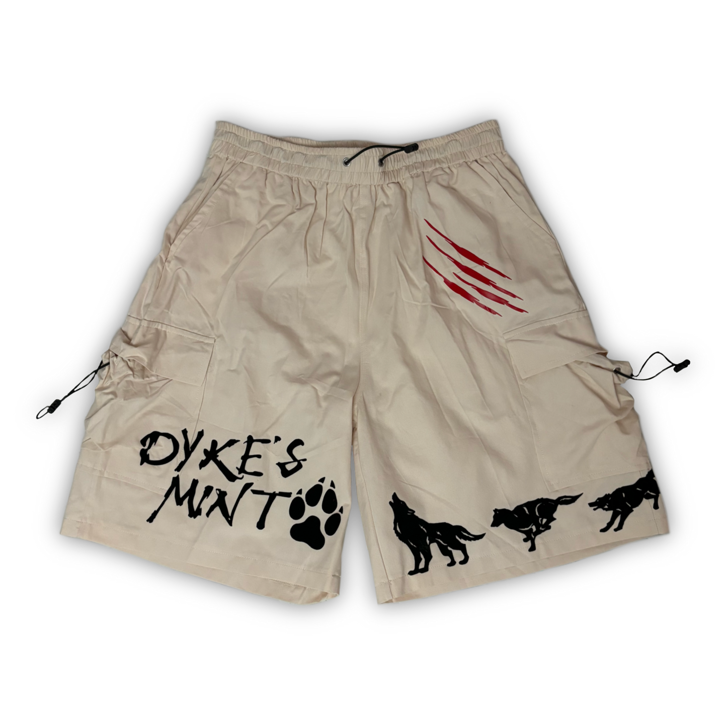 DYKE’S MINT BEIGE WOLF CARGO SHORTS