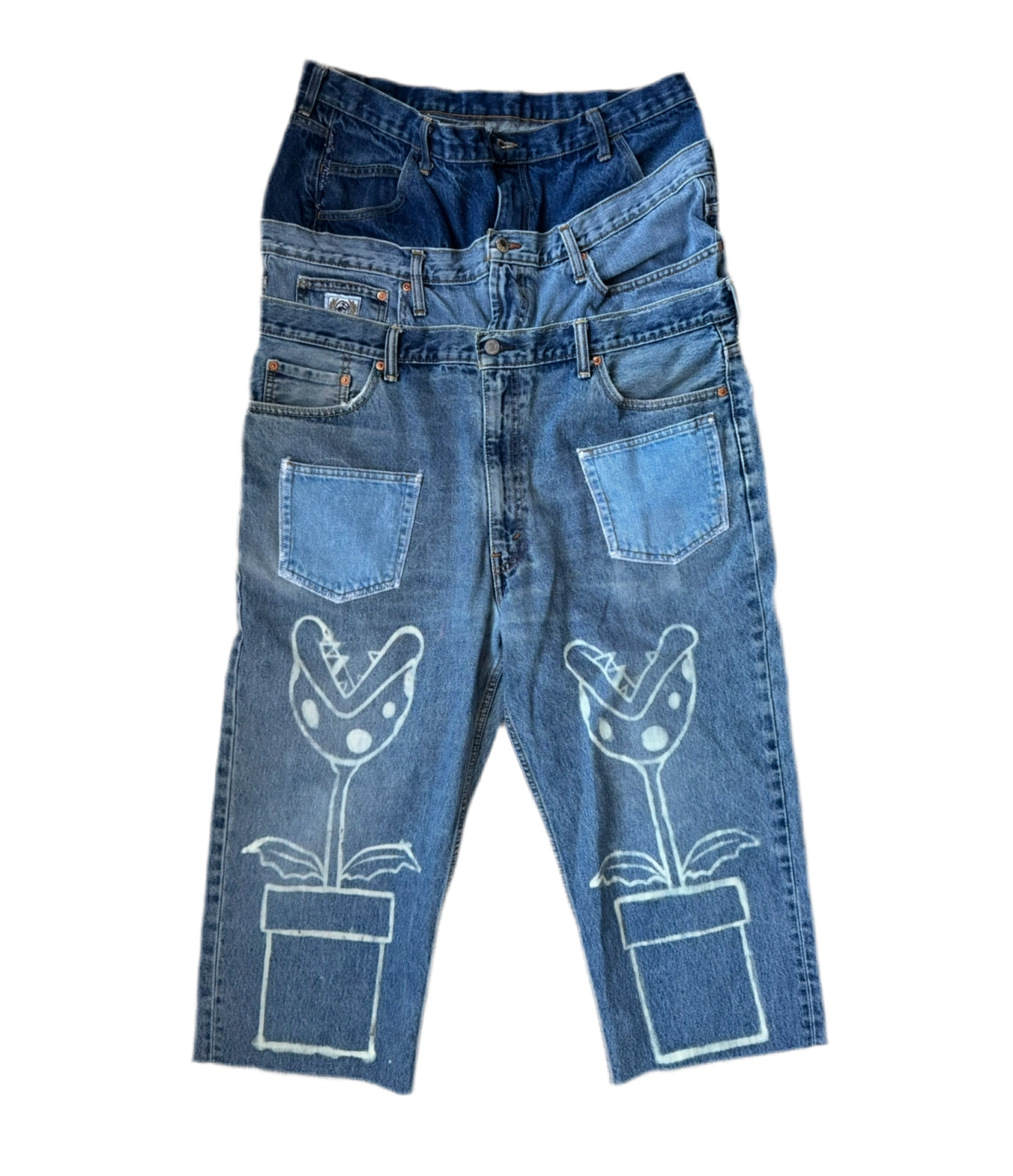 TRIPLE WAISTBAND PIRANHA PLANT JEANS—NYFW