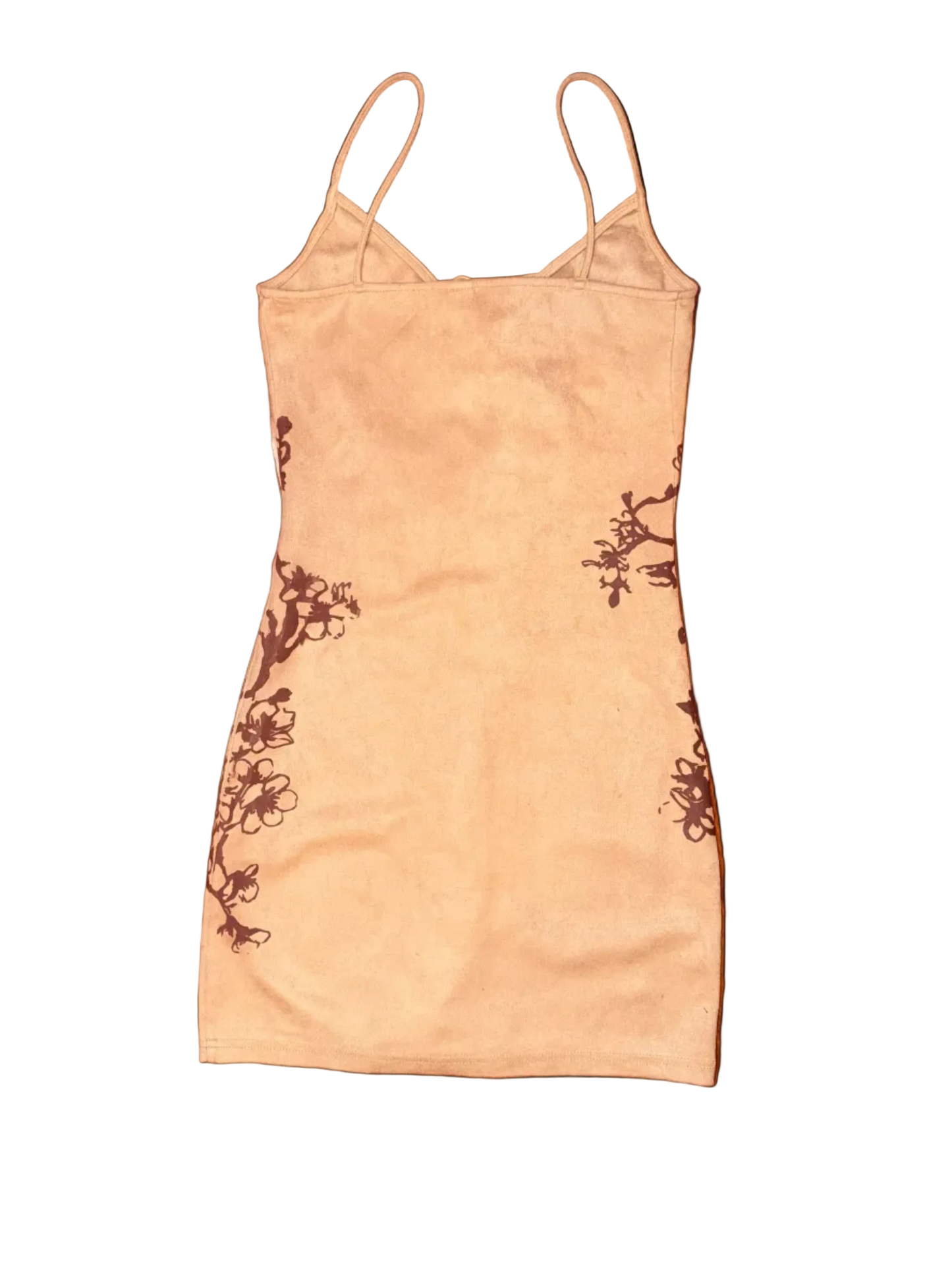 SUEDE BODY CON BLOSSOM BRANCH DRESS