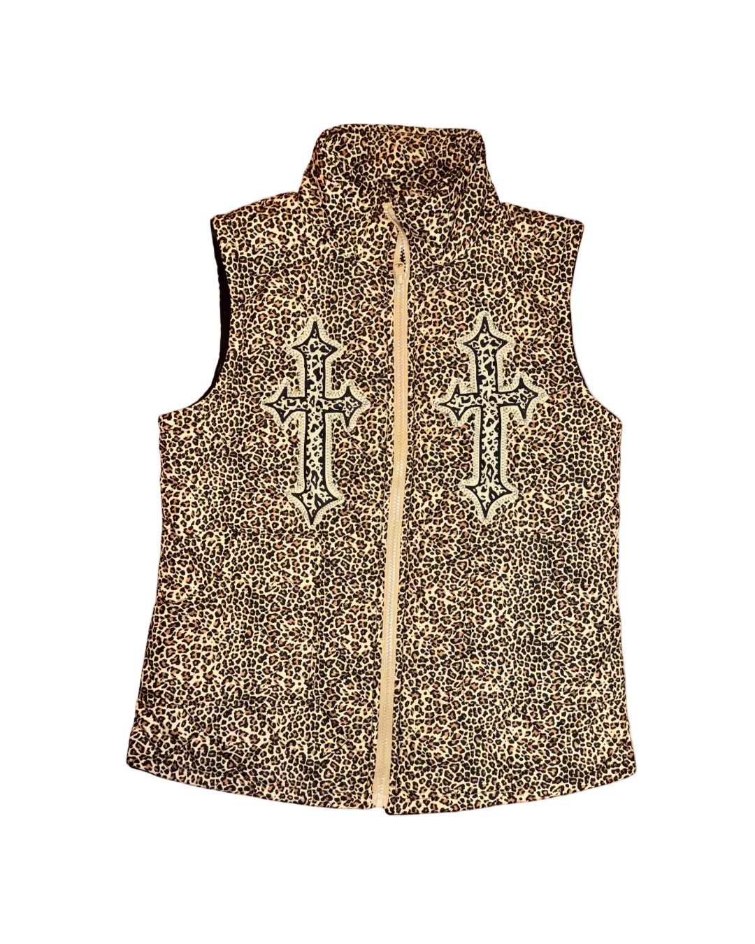 QUILTED CHEETAH PUFFER VEST
