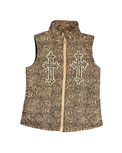 QUILTED CHEETAH PUFFER VEST