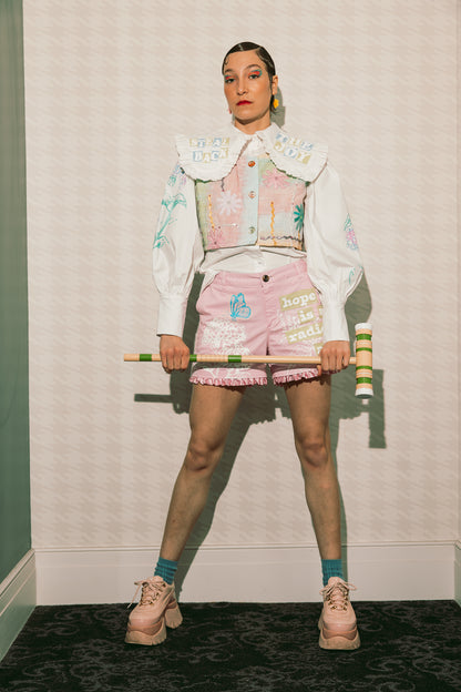 PASTEL CLOWNCORE BIG COLLAR SHIRT+VEST