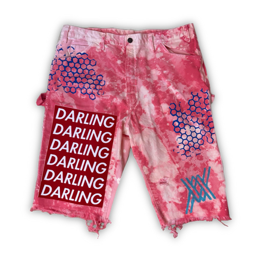 DARLING DYED DISTRESSED DENIM CARGO SHORTS