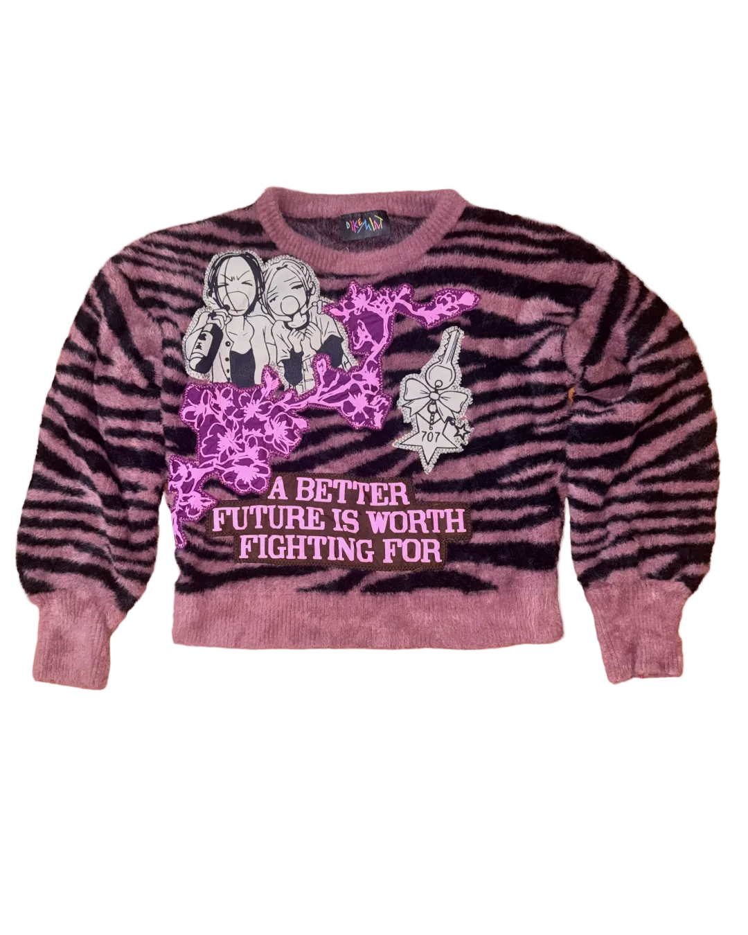 MAUDE ZEBRA PRINT FUR SWEATER