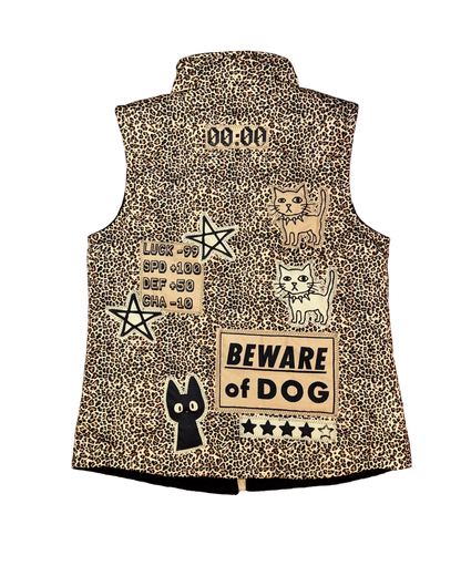 QUILTED CHEETAH PUFFER VEST