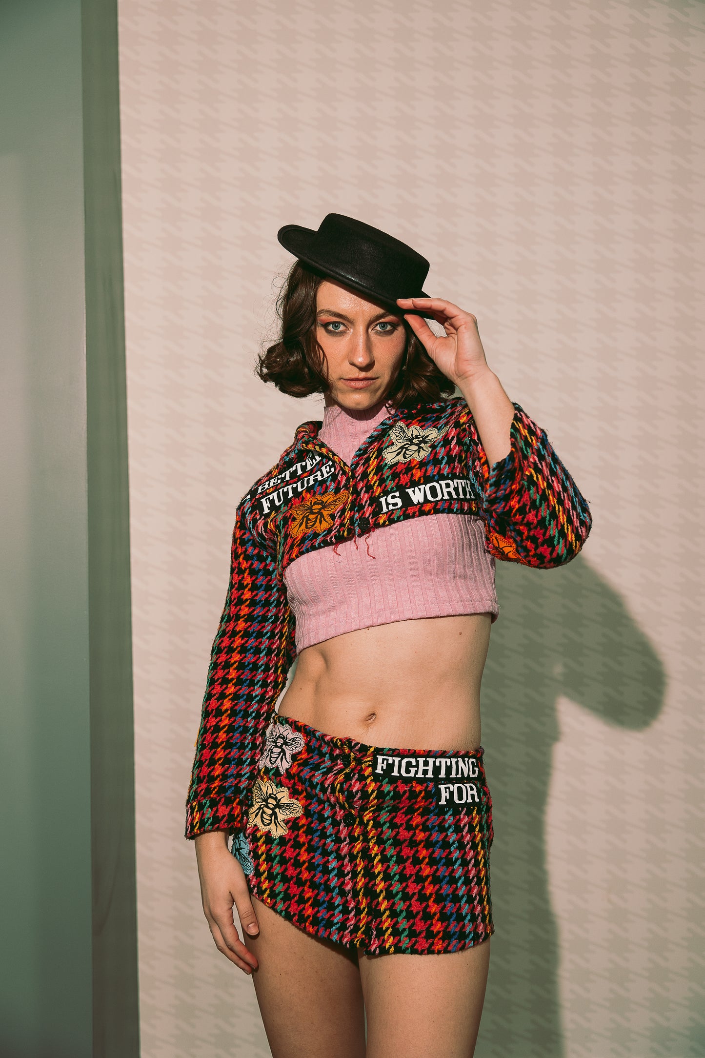 RAINBOW HOUNDSTOOTH TOP