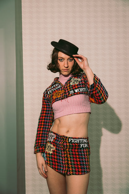 RAINBOW HOUNDSTOOTH TOP