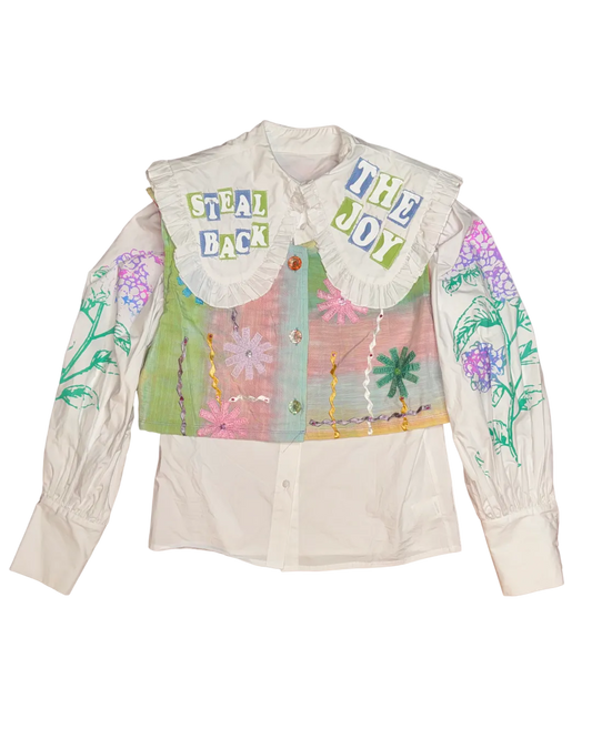 PASTEL CLOWNCORE BIG COLLAR SHIRT+VEST