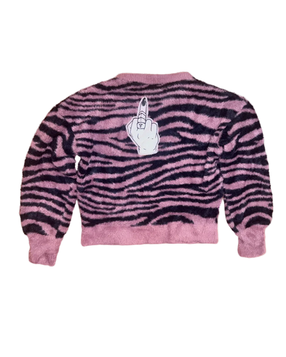 MAUDE ZEBRA PRINT FUR SWEATER