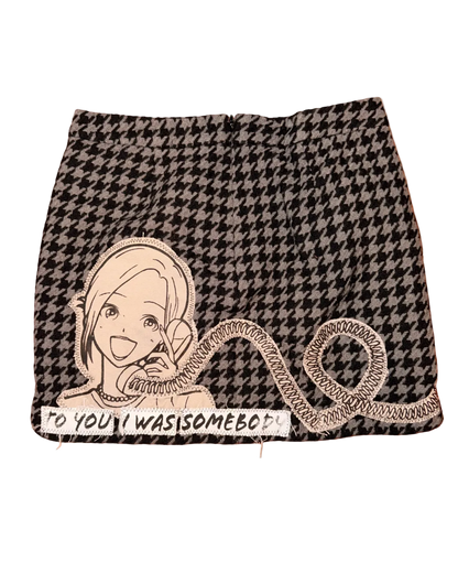 PHONE CORD HOUNDSTOOTH SKIRT