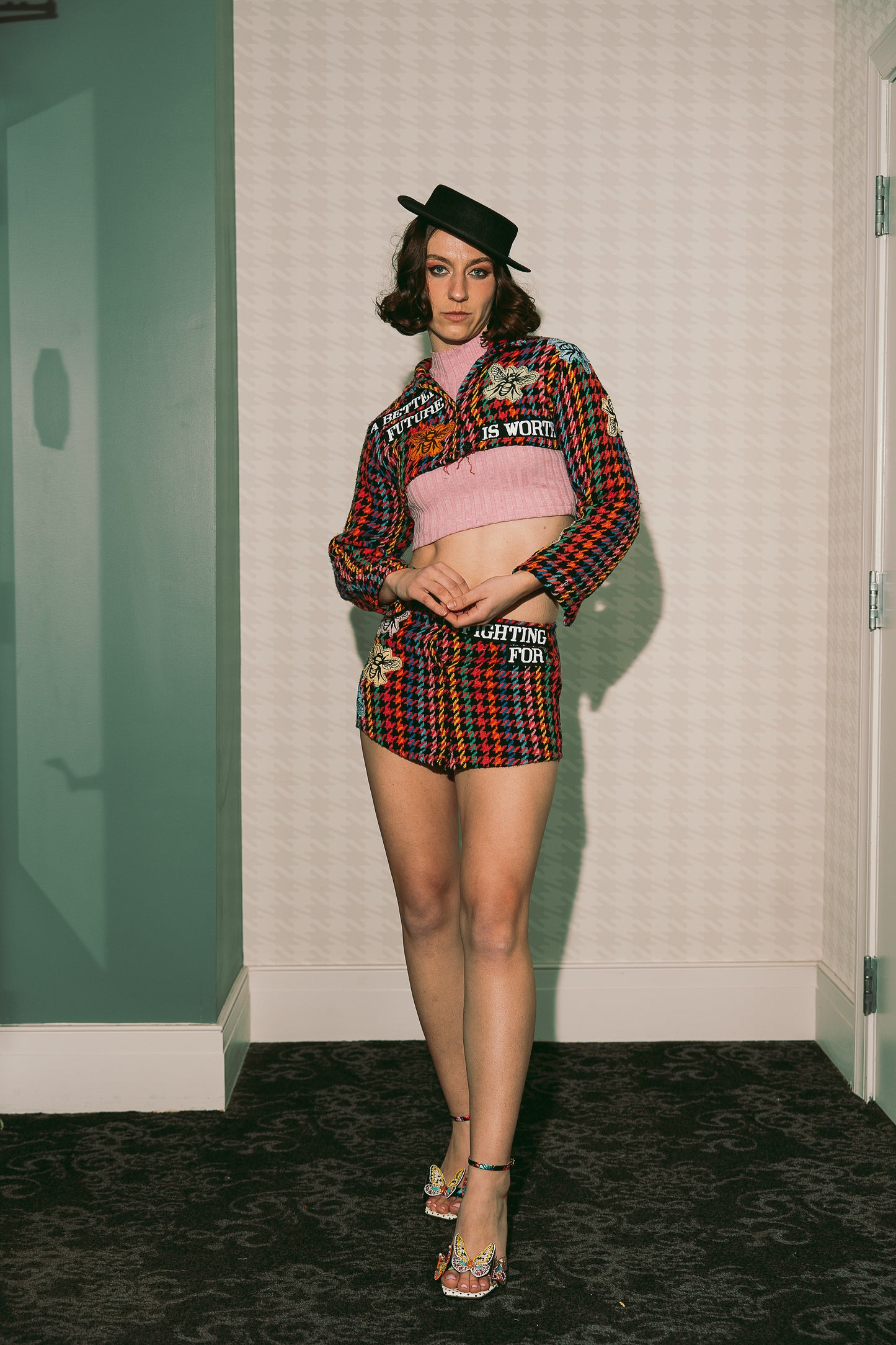 RAINBOW HOUNDSTOOTH SKIRT