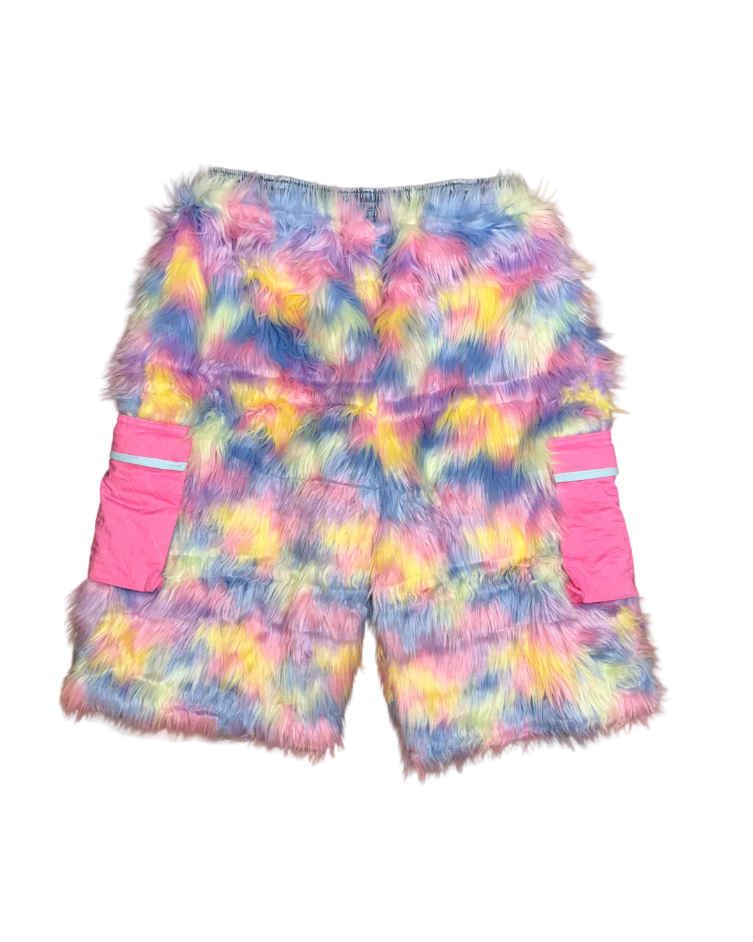 PASTEL RAINBOW FUR CARGO SHORTS