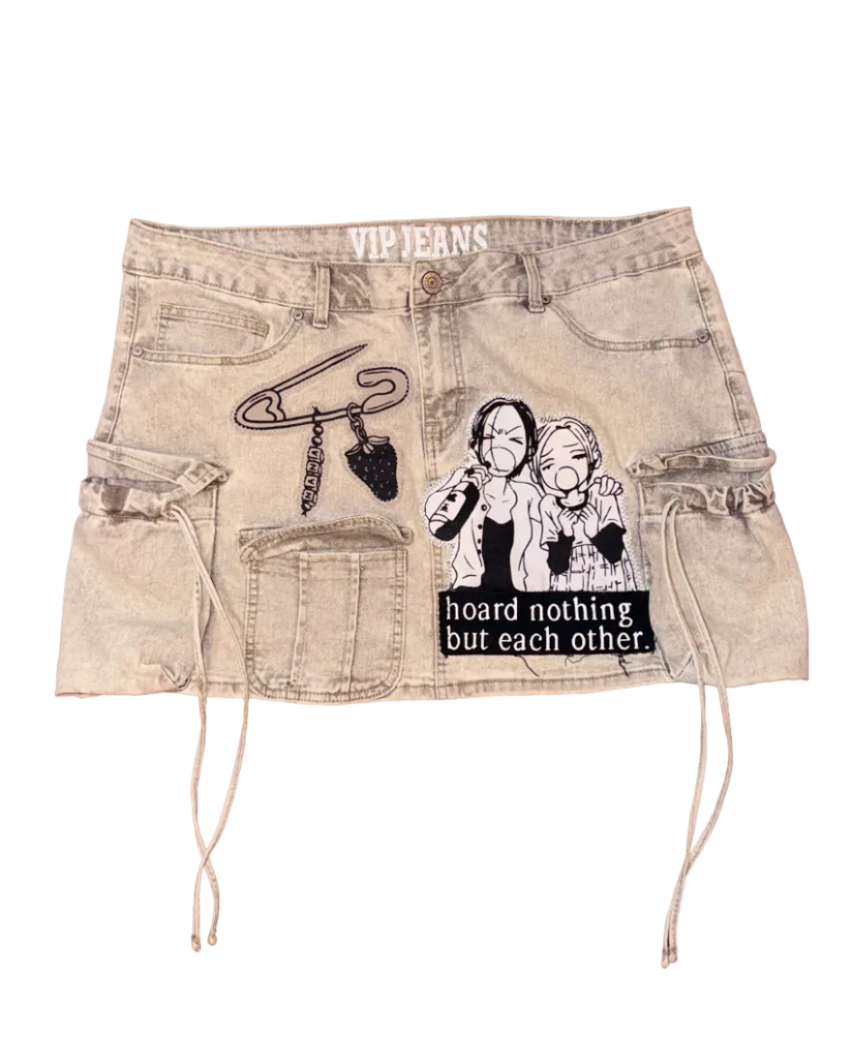 ACID GREY CARGO SKIRT