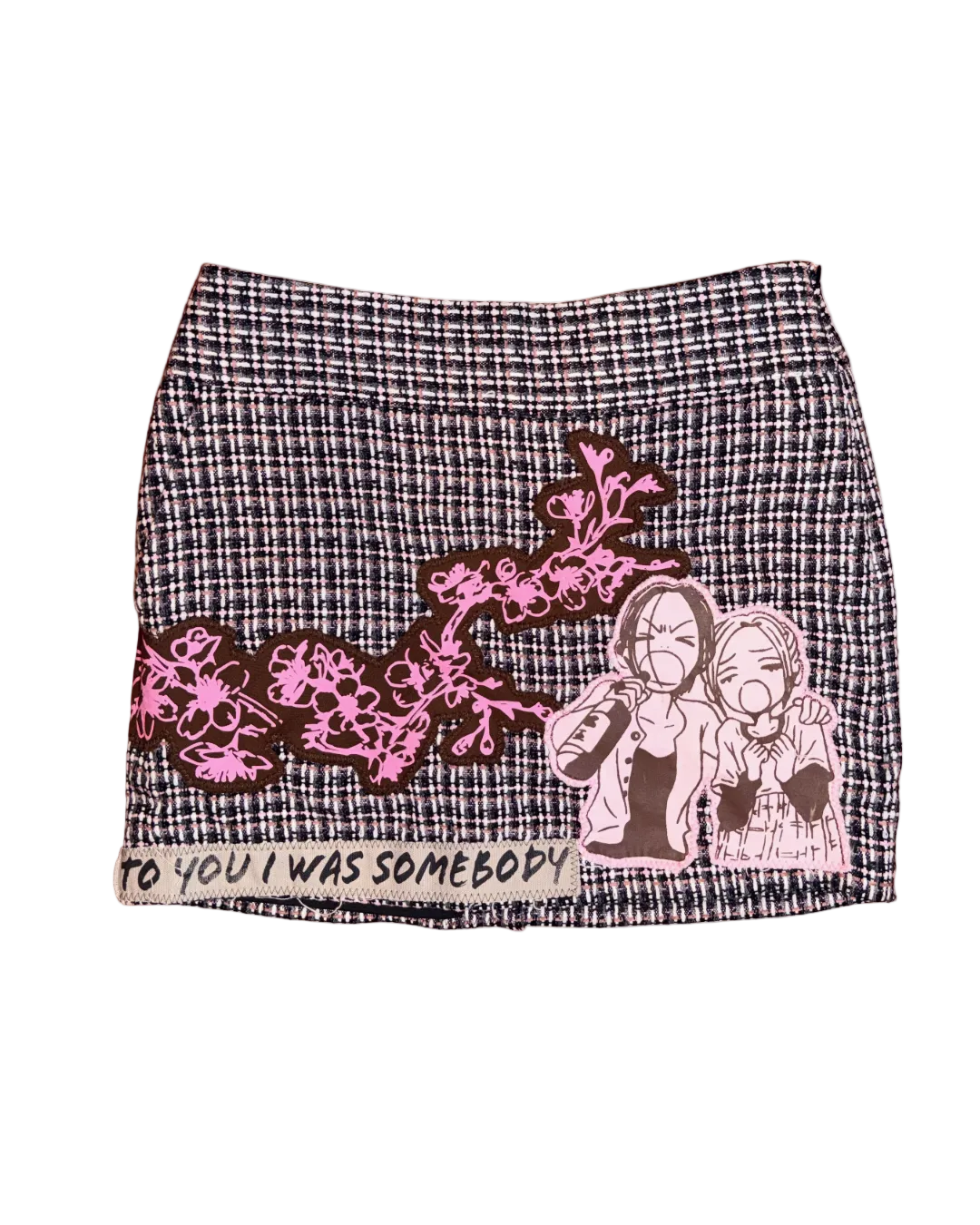 SAKURA PLAID TEXTURED SKIRT