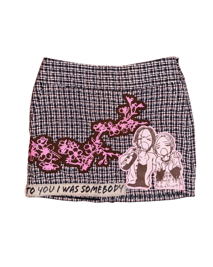 SAKURA PLAID TEXTURED SKIRT