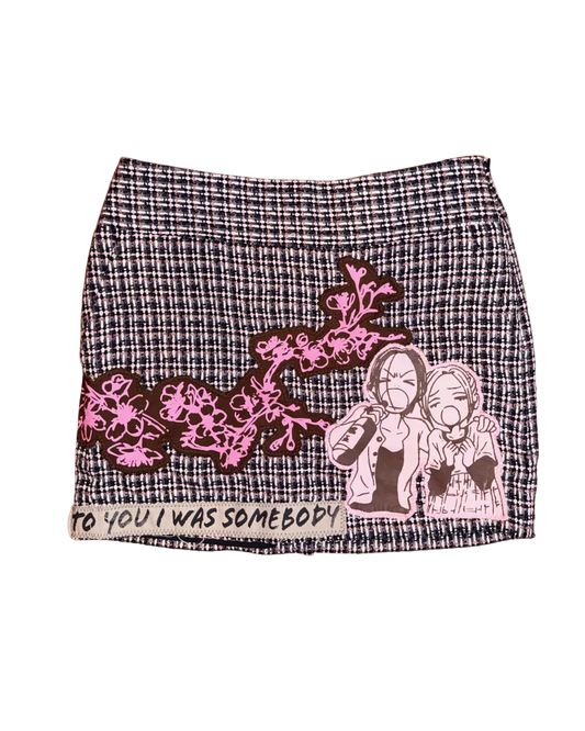 SAKURA PLAID TEXTURED SKIRT