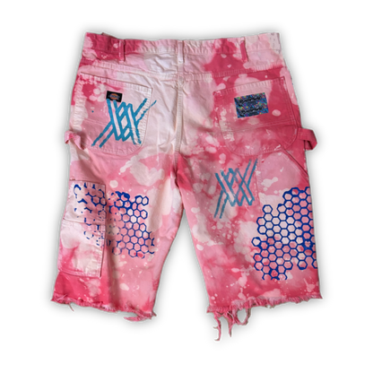 DARLING DYED DISTRESSED DENIM CARGO SHORTS