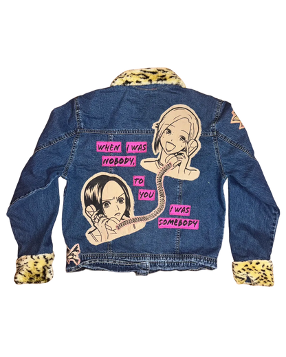 DENIM CHEETAH FUR COLLAR JACKET