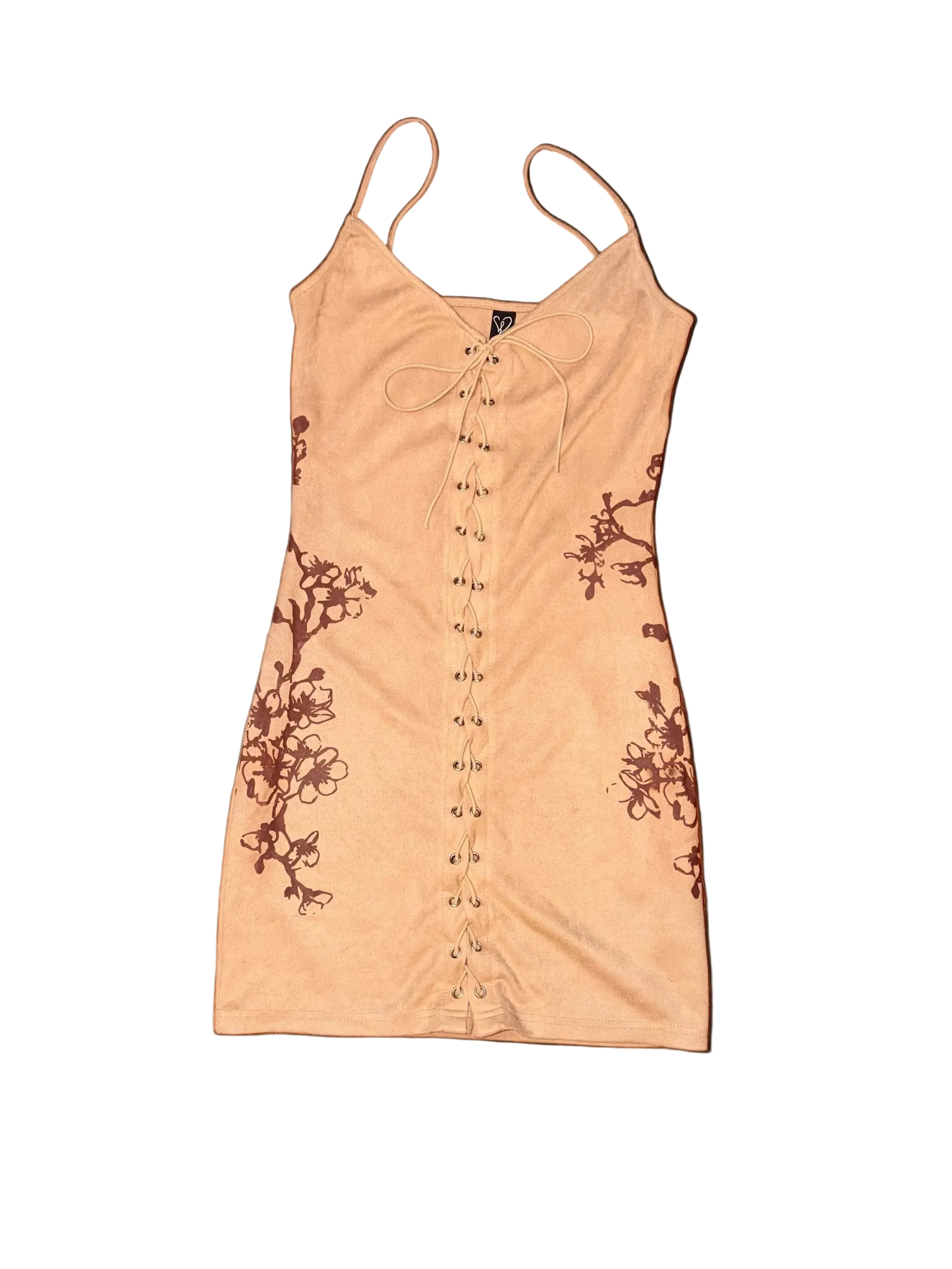 SUEDE BODY CON BLOSSOM BRANCH DRESS